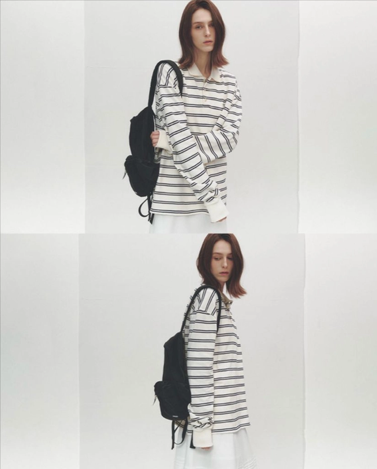 누아르나인 스트라이프 피케 티셔츠(카라티,럭비티) 이미지
