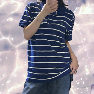 폴로 랄프로렌 PK 스트라이프 반팔 카라 티셔츠 네이비 XL 이미지
