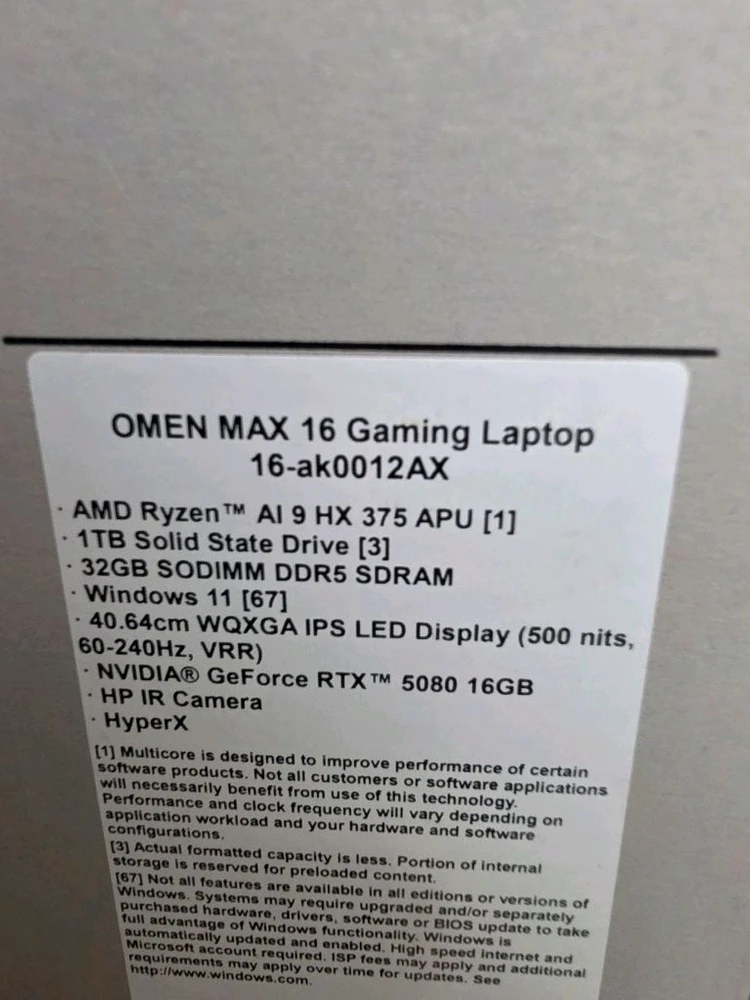 HP 오멘 16 맥스 라이젠 ai9 375 RTX 5080 팝니다 omen max 이미지