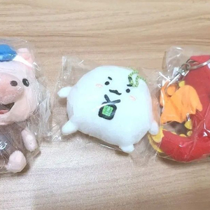 인형 키링 돼지 쌀밥 용 3종 세트 (택포가) 이미지