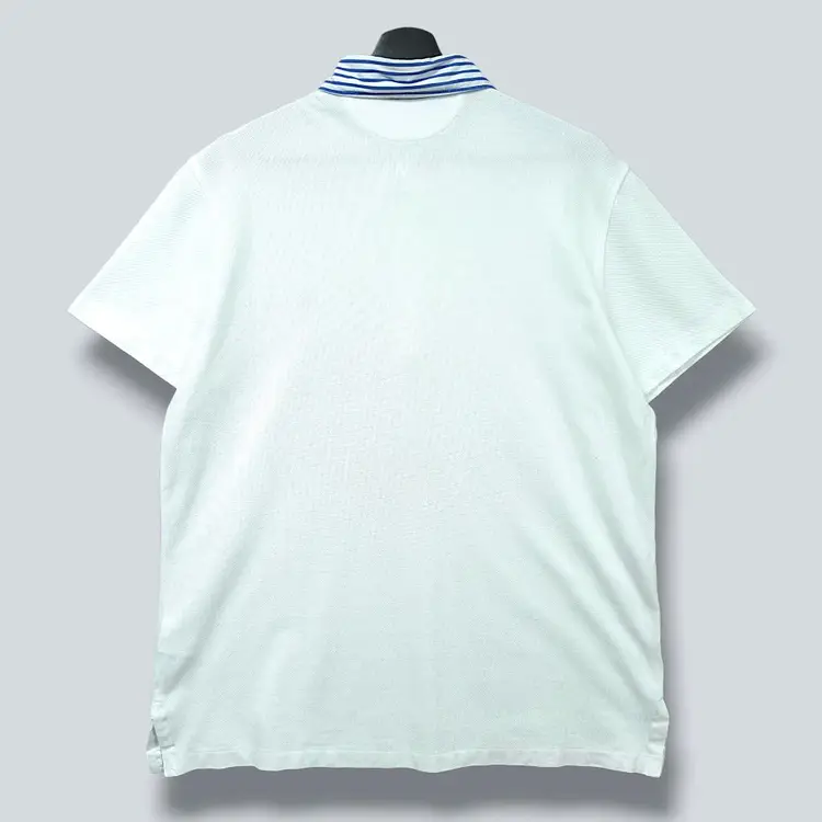 [XL] 폴로 화이트 스트라이프 카라 피케 반팔 카라티셔츠 이미지