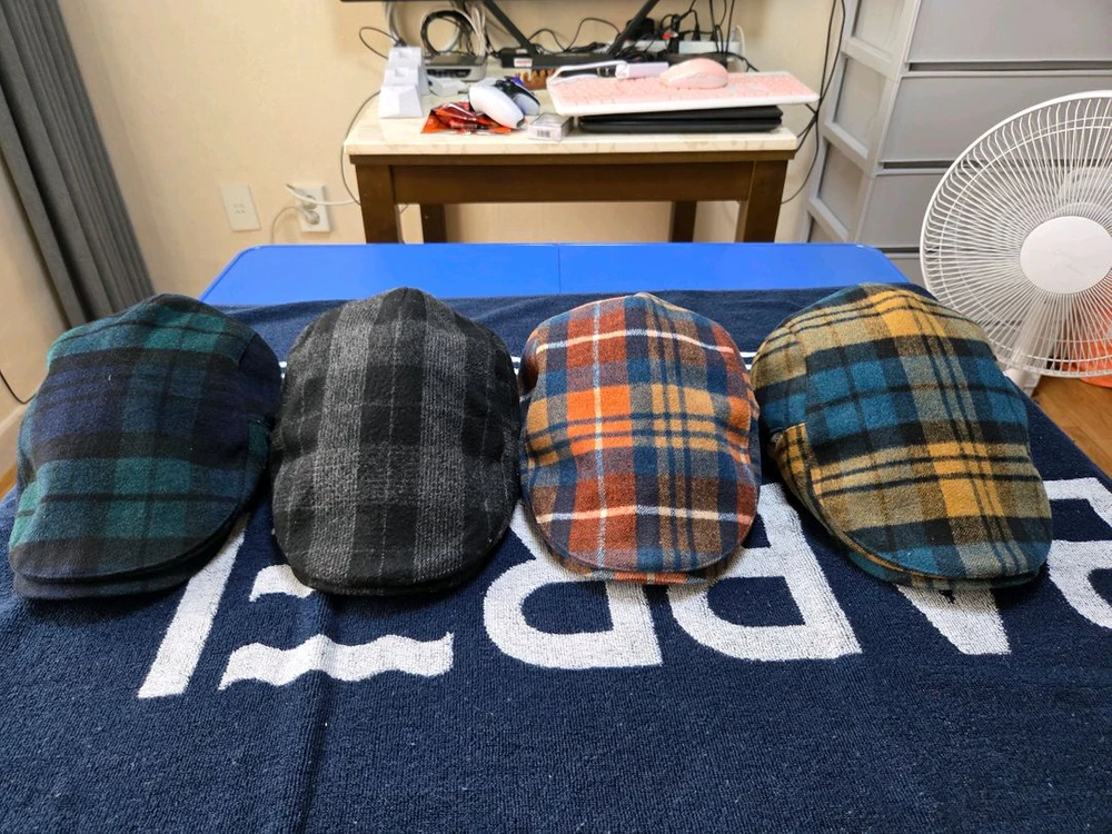 베컴 헌팅캡 체크 패턴 헌팅캡 XL 사이즈 이미지