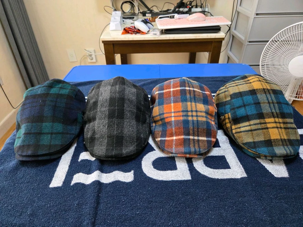 베컴 헌팅캡 체크 패턴 헌팅캡 XL 사이즈 이미지