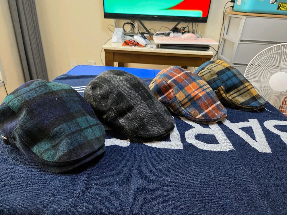 베컴 헌팅캡 체크 패턴 헌팅캡 XL 사이즈 이미지