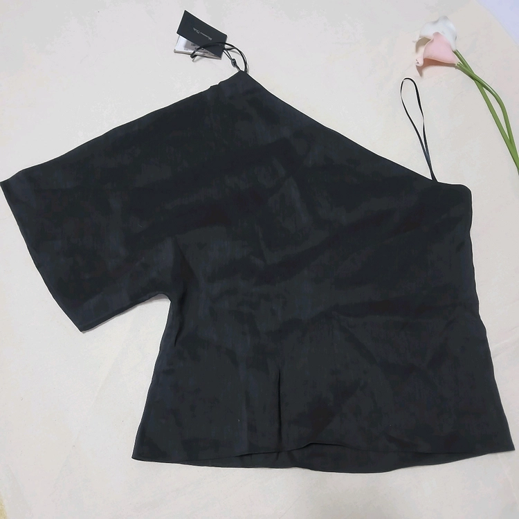 새상품 마시모두띠 블랙 원숄더 린넨 블라우스 여자 여름 이미지