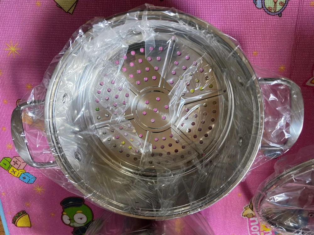 새상품-퀸센스 디유 스텐 2단 찜냄비 찜기 24cm(인덕션 사용가능) 이미지