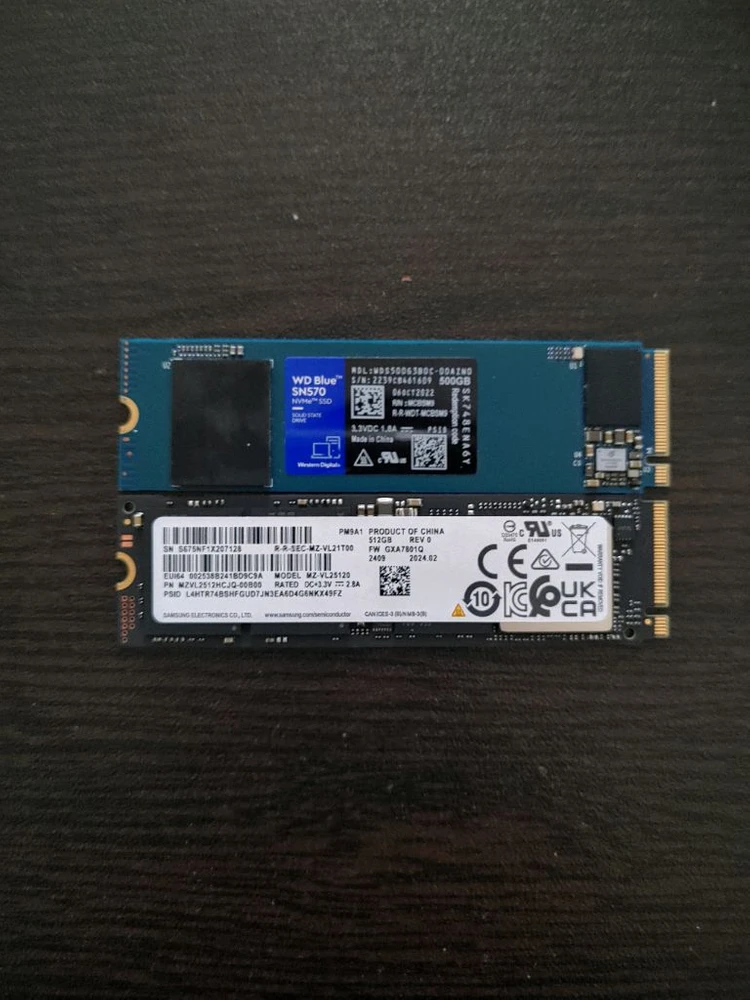 SSD M.2 nvme 웨스턴디지털 WD 500gb 삼성 pm9a1 512gb 이미지