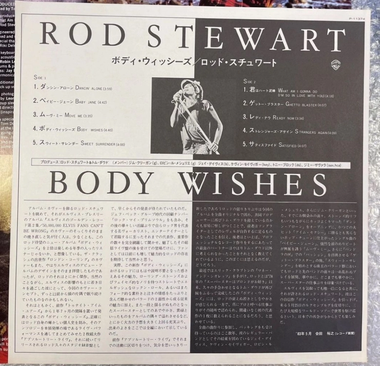 Rod Stewart / Body Wishes 엘피 이미지