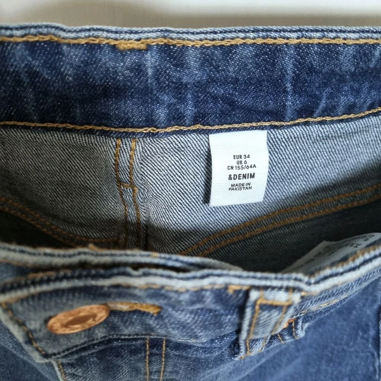 H&M 하이웨스트 롱데님스커트 진청치마 슬릿 H라인 XS 이미지
