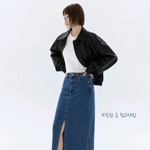 H&M 하이웨스트 롱데님스커트 진청치마 슬릿 H라인 XS 이미지