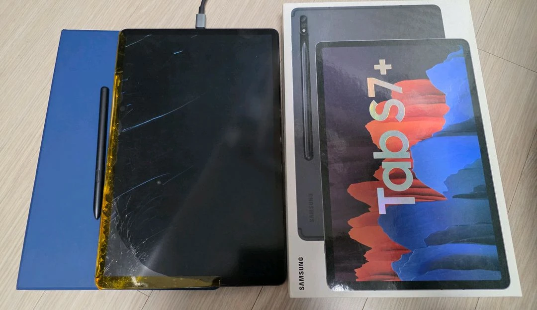 갤럭시탭 S7+ SM-T970 128기가 와이파이 모델 부품용 팝니다. - 화면고장 - 안심되는 중고거래