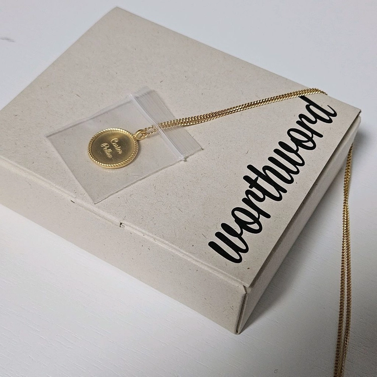 워스워드 WorthWord 18k 골드 레이어드 코인 목걸이 + 체인 목걸이 [새상품/미착용] 이미지