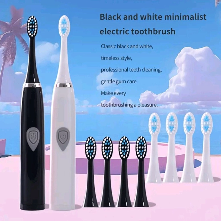 화이트 전동 칫솔 (교체용 칫솔모 5개)미개봉깔끔한 화이트 색상의 전동 칫솔이에요본체 1개와 교체용 칫솔모 5개가 이미지