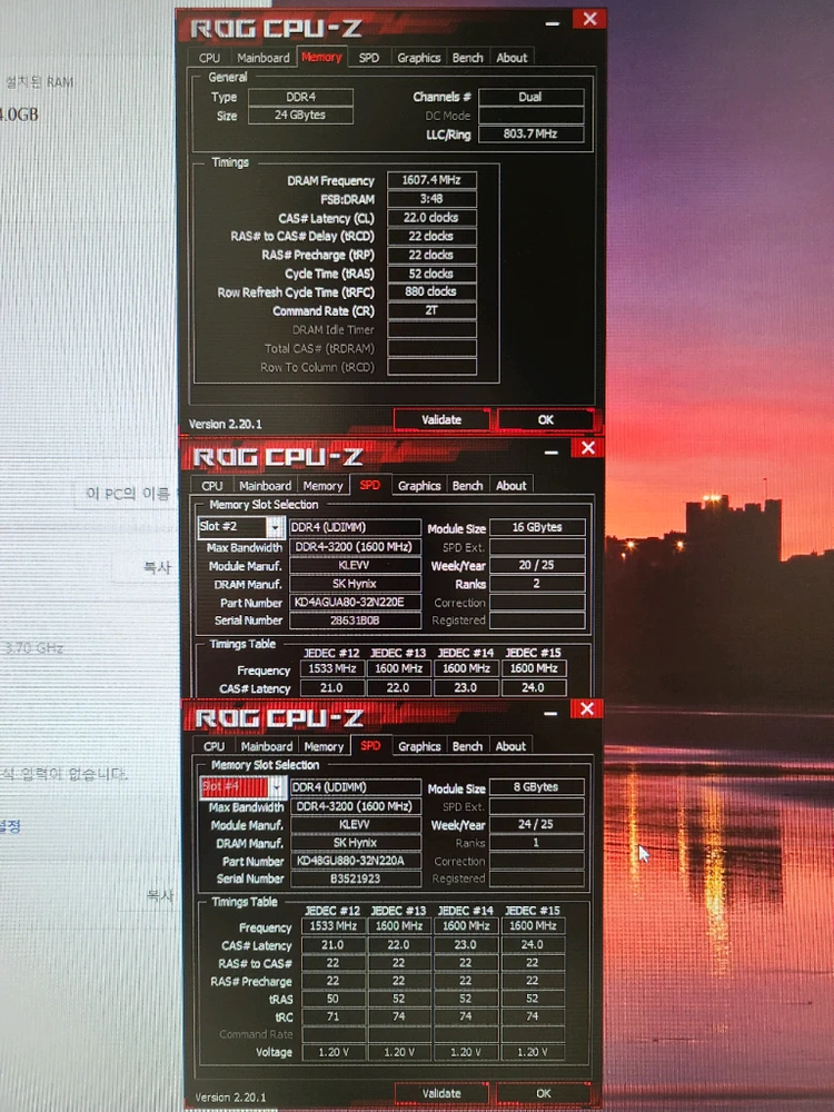 SK하이닉스 KLEVV DDR4 3200MHz 16GB 8GB 램 2개 이미지