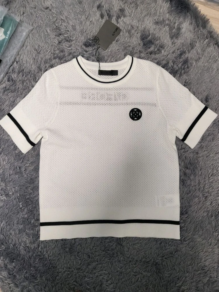 G/FORE 화이트 반팔 니트 골프웨어 이미지