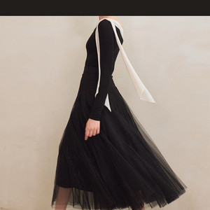 그레이스유) Etoile Banding Sha Skirt (Black) 이미지