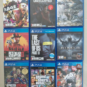 택포 ps4 타이틀 9개 일괄 라오어2 레데리2 gta5 페르소나5 디아블로3 언차티드 몬헌 등 이미지