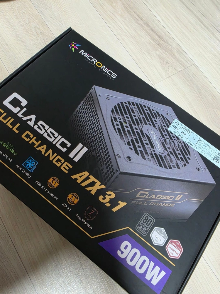 마이크로닉스 Classic II 풀체인지 80PLUS SILVER ATX3.1 230V EU [900W] 하루사용 이미지