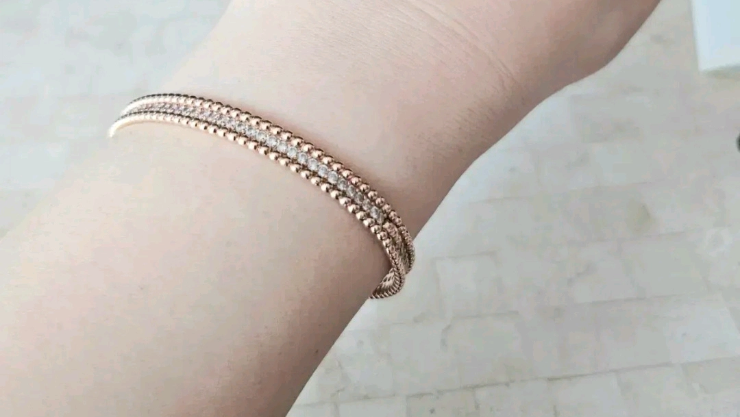 14K 빼를리 볼 큐빅 뺑돌이 타원 팔찌 이미지