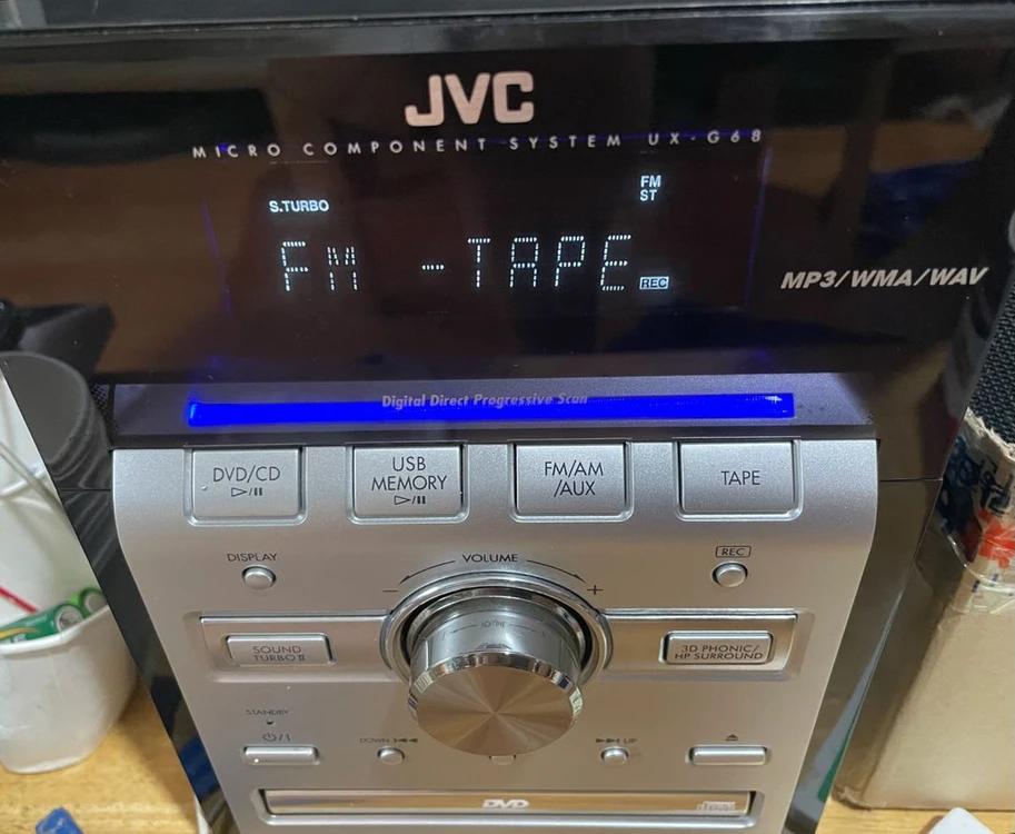 JVC 미니 컴퍼넌트 본체 테이프 재생 완벽 DVD,USB,FM라디오,AUX 4가지 기능 정상 이미지