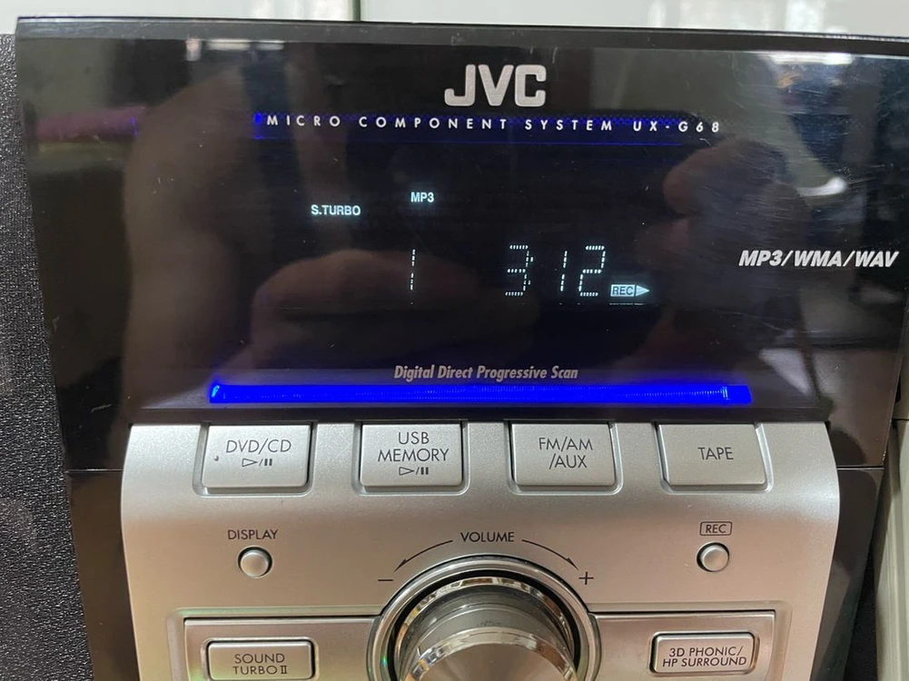 JVC 미니 컴퍼넌트 본체 테이프 재생 완벽 DVD,USB,FM라디오,AUX 4가지 기능 정상 이미지