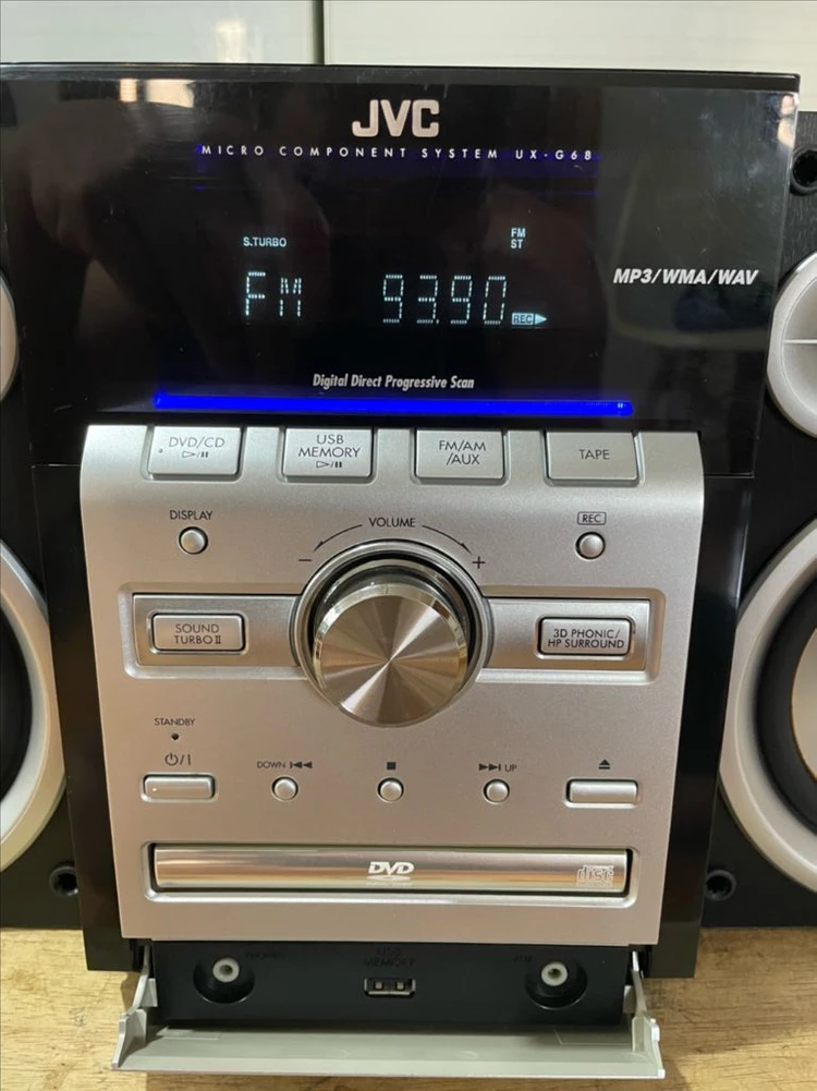 JVC 미니 컴퍼넌트 본체 테이프 재생 완벽 DVD,USB,FM라디오,AUX 4가지 기능 정상 이미지