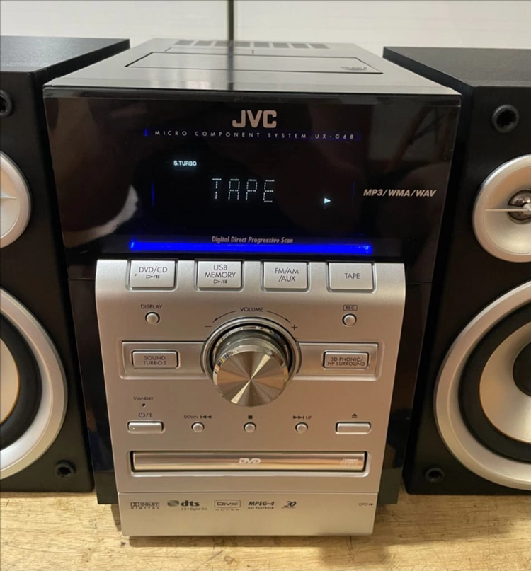 JVC 미니 컴퍼넌트 본체 테이프 재생 완벽 DVD,USB,FM라디오,AUX 4가지 기능 정상 이미지