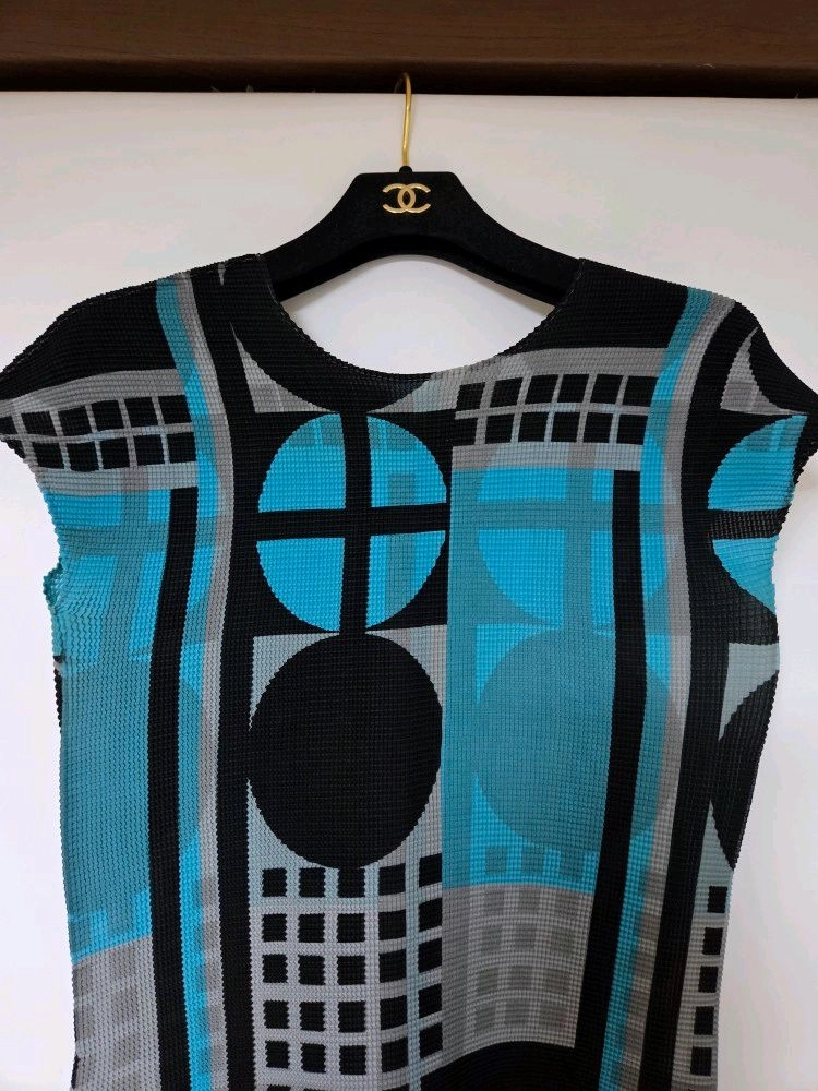 미 이세이미야케 me ISSEY MIYAKE 기하학 프린트 탑 (F) 이미지