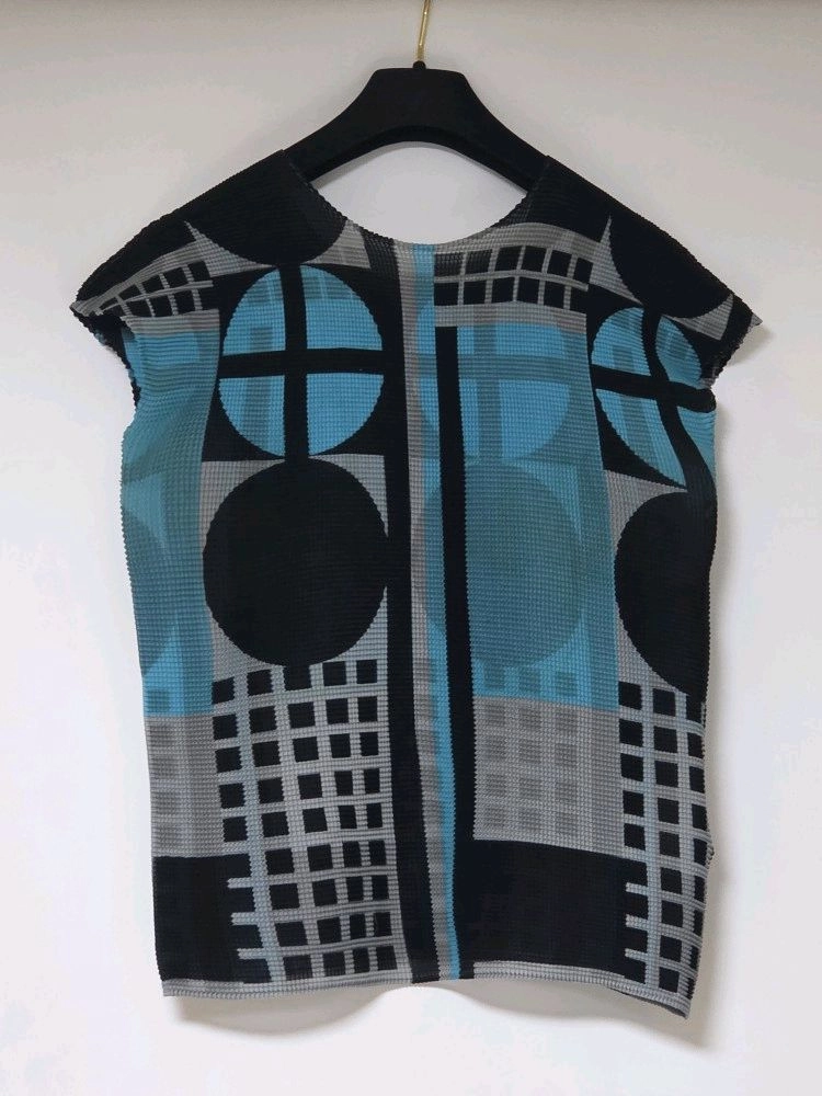 미 이세이미야케 me ISSEY MIYAKE 기하학 프린트 탑 (F) 이미지