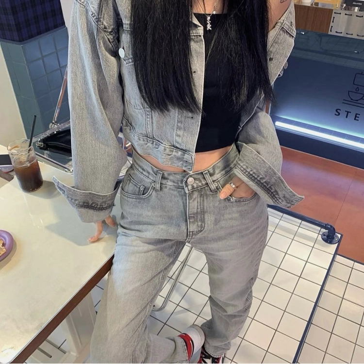 *당일발송* 페일제이드 크롭데님자켓 그레이데님 파인체리 이미지