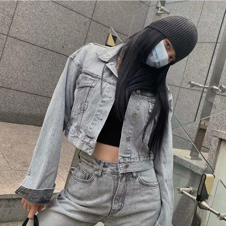 *당일발송* 페일제이드 크롭데님자켓 그레이데님 파인체리 이미지