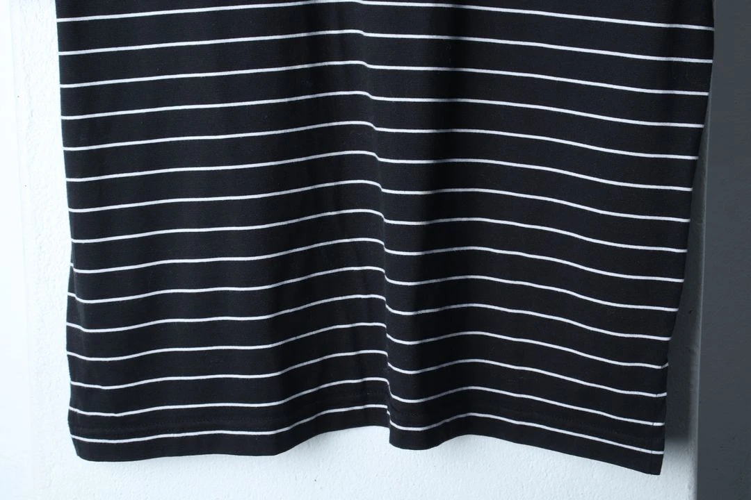 (M-XL) 더니트컴퍼니 반팔 티셔츠 스트라이프 블랙 이미지