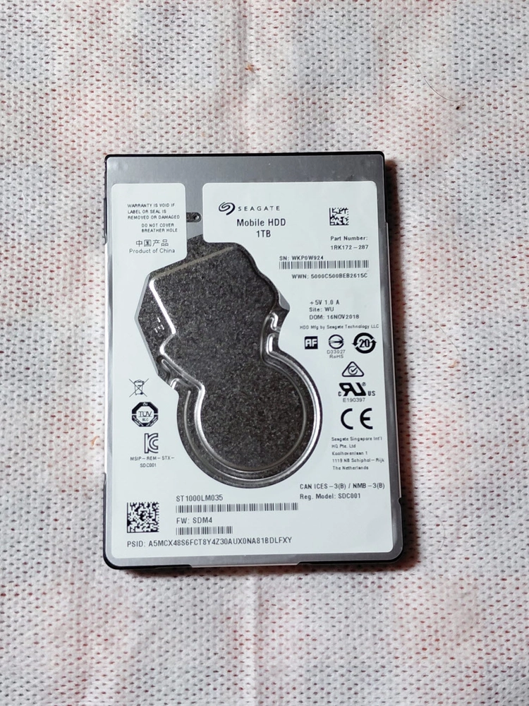 씨게이트 HDD 1TB 노트북하드 슬림 5400/128M 2.5인치 이미지