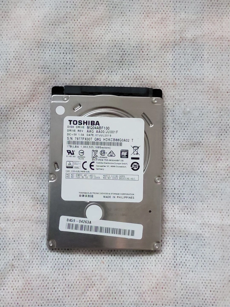 노트북 하드 도시바 HDD 1TB 2.5인치 슬림 이미지