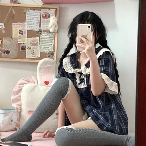 (새상품)체크 레이스 여성 잠옷 세트 이미지