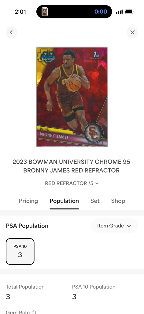 [전세계 3장] 2023 브로니 제임스 보우먼 크롬 레드 리프렉터 1/5 PSA10 이미지