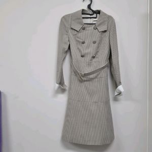 지고트 체크 패턴 더블 버튼 원피스 이미지