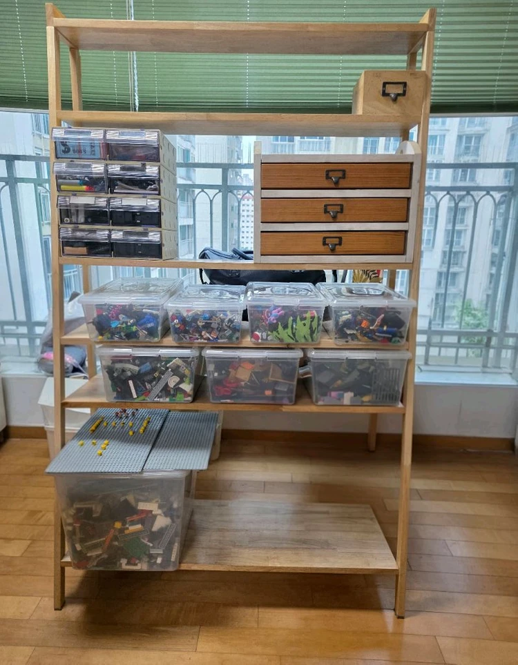삼나무 사다리 책장, 테이블,의자세트 (책상+수납장+의자)/레고,장난감정리책장 이미지