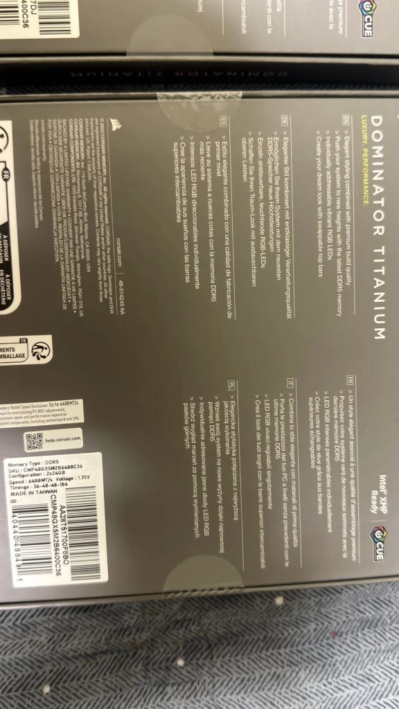 ddr5 48gb 커세어 도미네이터 티타늄 블랙 미개봉 키트 이미지