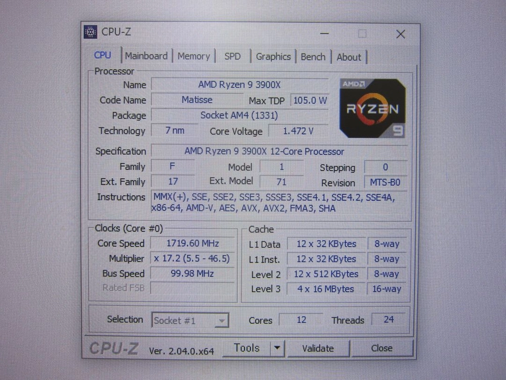 [AM4소켓] AMD 라이젠9-3세대 3900X (마티스) 이미지