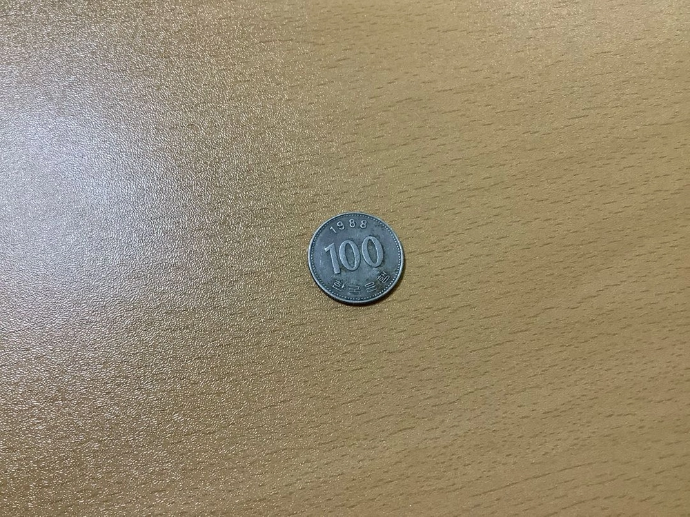 1988년 100원 동전 (2개)/1975년 100원 동전(1개) 이미지