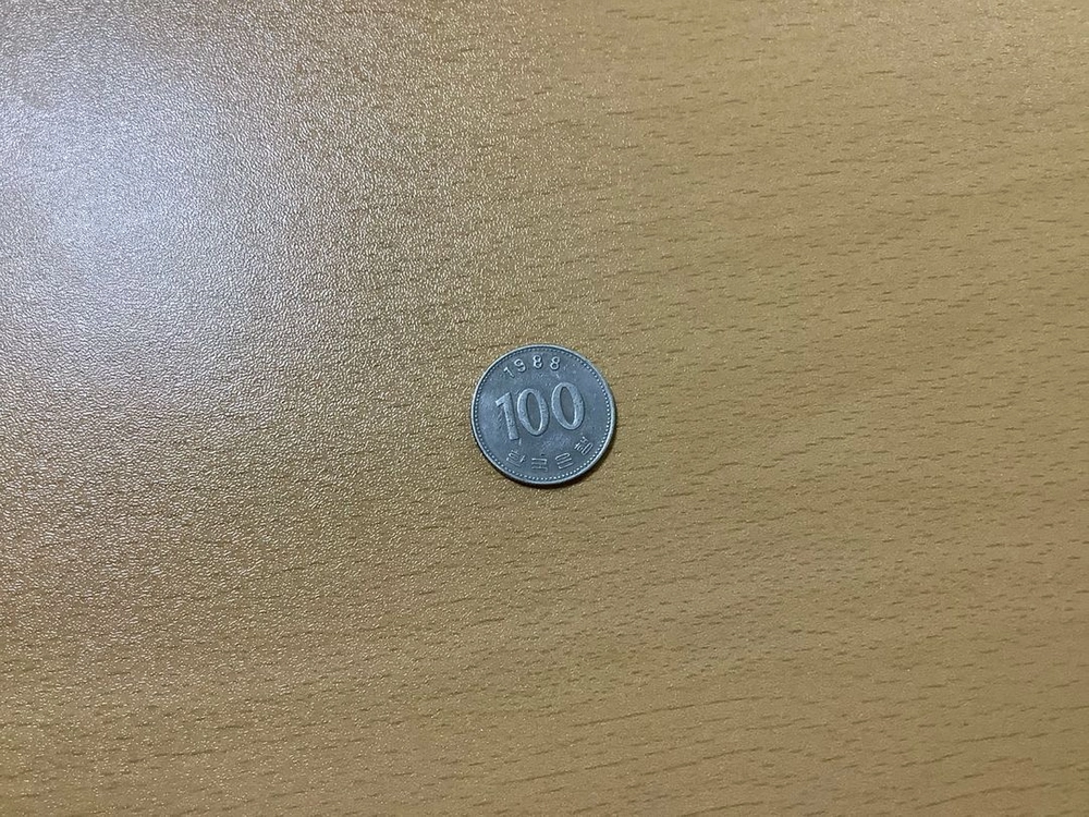 1988년 100원 동전 (2개)/1975년 100원 동전(1개) 이미지