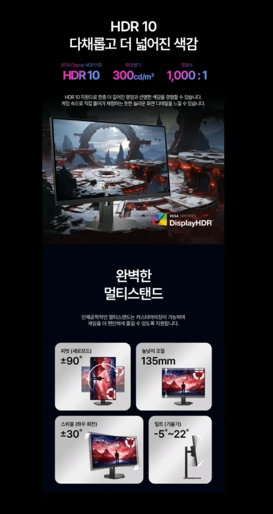 (미개봉) 레노버 27인치 FHD 240Hz IPS 게이밍모니터 이미지