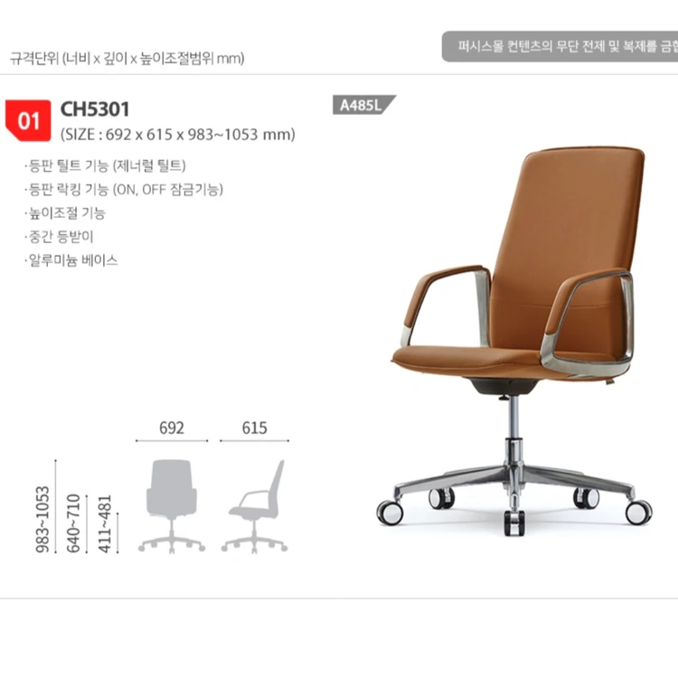 퍼시스 의자 누오(NUO) 중역의자(CH5301)-사무실,사무용,회의용 이미지