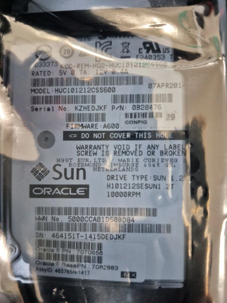 SUN SAS 2.5인치 HDD 1.2TB 미개봉 이미지