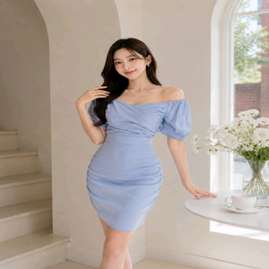[새상품/S] 소라 셔링 퍼프 미니 원피스 하객룩 데이트룩ㅡ무배 이미지