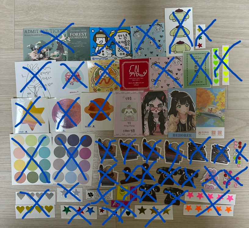 라부부 비공굿 포카 20장 각종 스티커,일러스트 명함,도무송 일괄 이미지