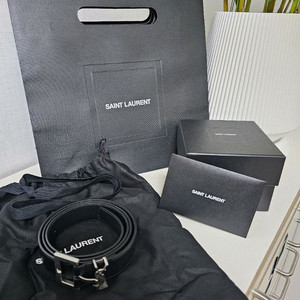 (사진검증)생로랑 YSL 로고 블랙 가죽 벨트 S급 이미지
