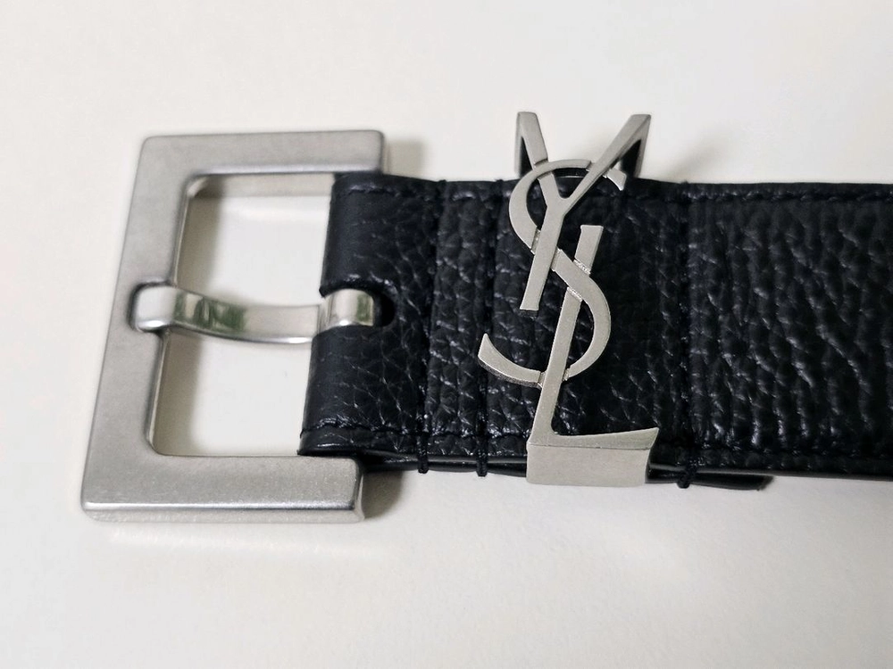 (사진검증)생로랑 YSL 로고 블랙 가죽 벨트 S급 이미지