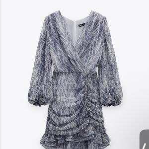 자라 zara 패턴 셔링 드레이프 원피스 XS 랩원피스 치마 스커트 블라우스 코스 앤아더스터리즈 아르켓 프릴 파티룩 이미지